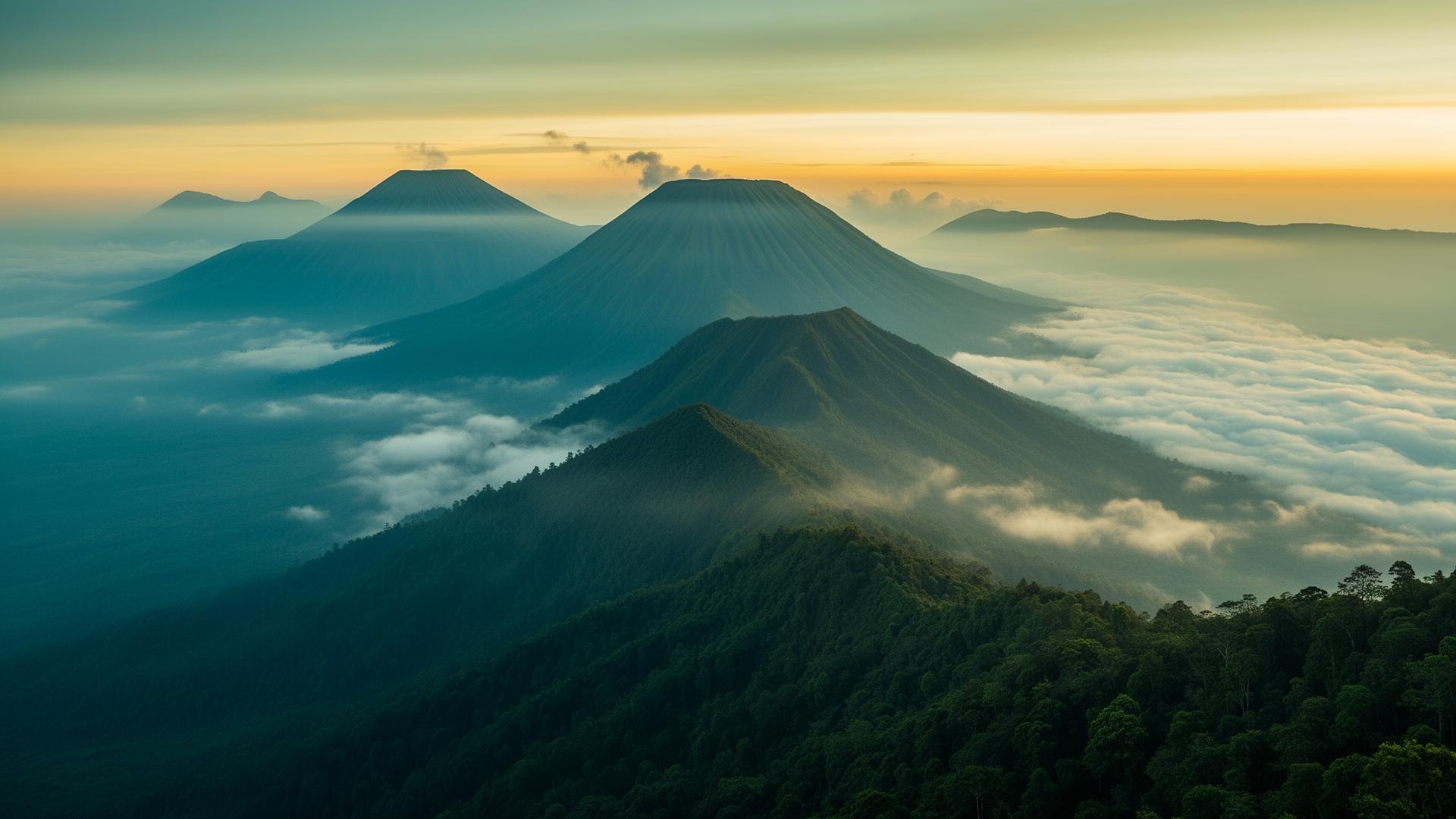 Indonesian landscape at sunrise